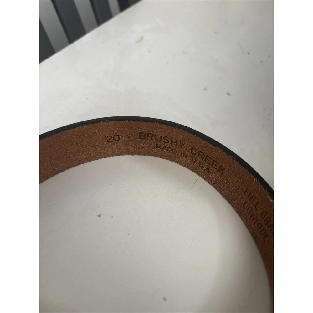 Child Brushy Creek Black Leather Belt & Buckle Brass Color Size 20